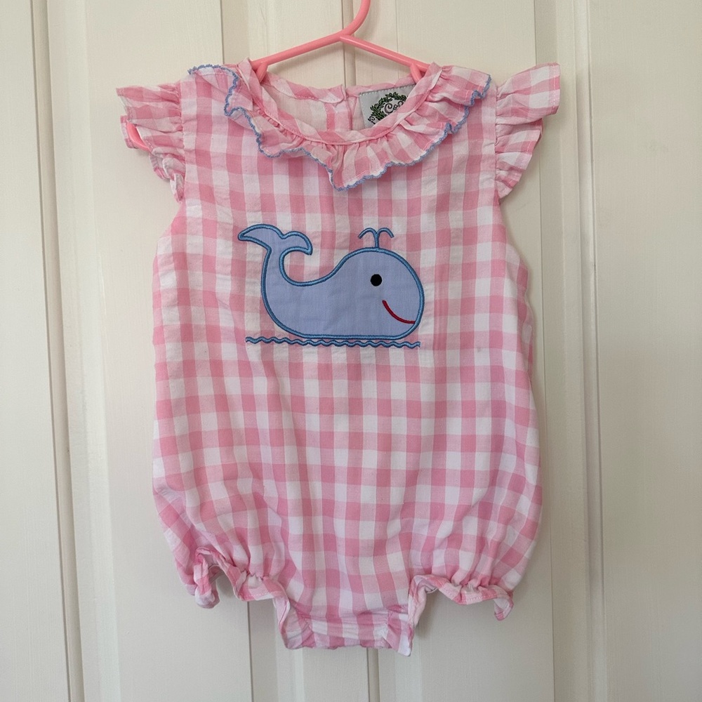 Cecil & Lou pink gingham whale bubble